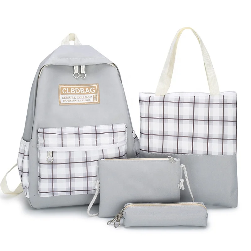Ensemble de sacs d’école Kawai pour adolescents 4Pcs CLBD V4 Gris – محفظة 4 قطع كاواي رمادي - الصورة 2