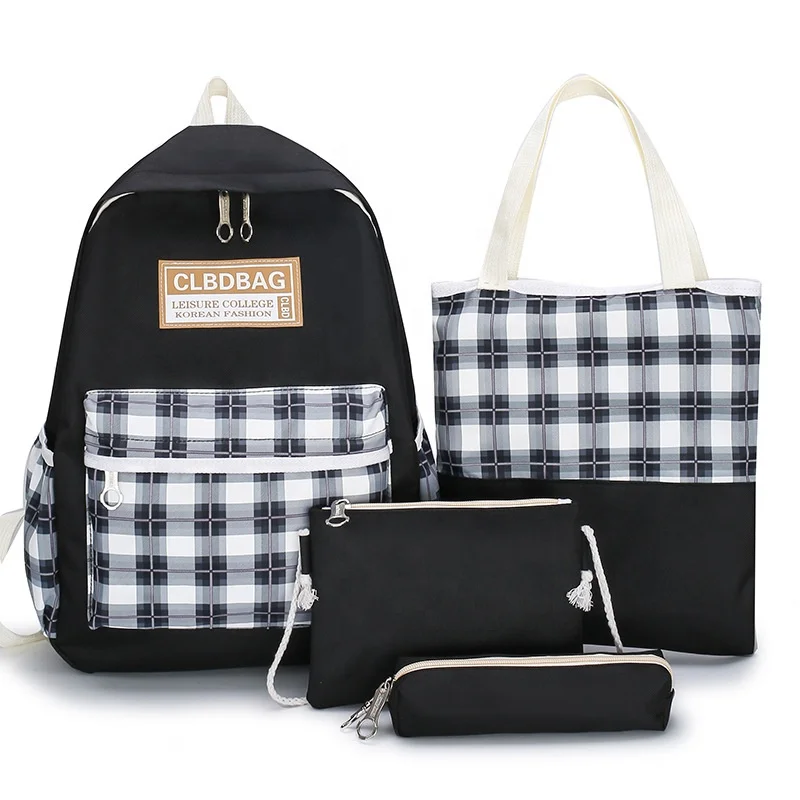 Ensemble de sacs d’école Kawai pour adolescents 4Pcs CLBD V4 Noir – محفظة 4 قطع كاواي أسود - الصورة 2