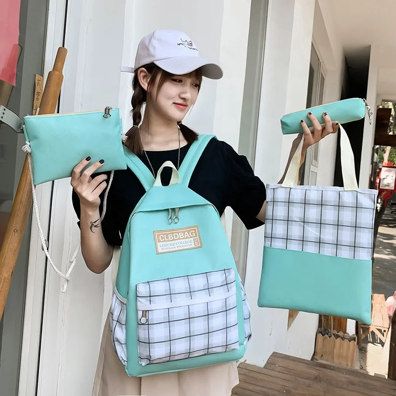 Ensemble de sacs d’école Kawai pour adolescents 4Pcs CLBD V4 Vert – محفظة 4 قطع كاواي أخضر - الصورة 2