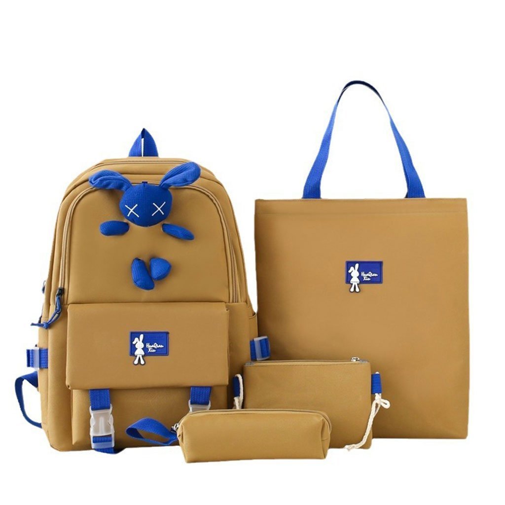Ensemble de sacs d’école Kawai pour adolescents 4Pcs Lapin X Marron – محفظة 4 قطع كاواي بني - الصورة 4
