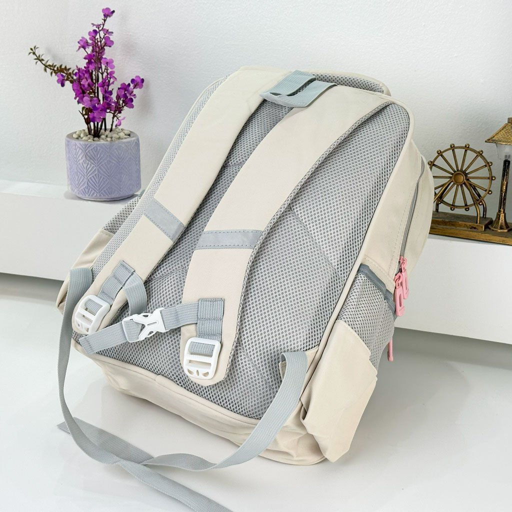 Sac à Dos pour Enfants avec Trousse Assortie KBAG Beige – حقيبة ظهر مدرسية للأطفال مع مقلمة بيج - الصورة 3