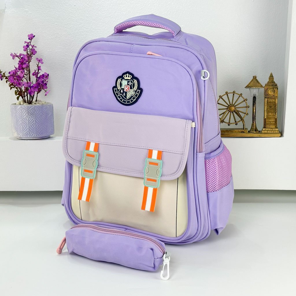 Sac à Dos pour Enfants avec Trousse Assortie KBAG Mauve – حقيبة ظهر مدرسية للأطفال مع مقلمة بنفسجي - الصورة 2