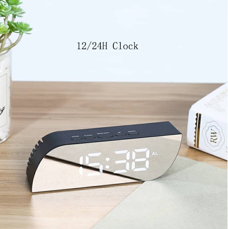 Réveil numérique intelligent horloge à affichage numérique miroir avec lumière LED - الصورة 3