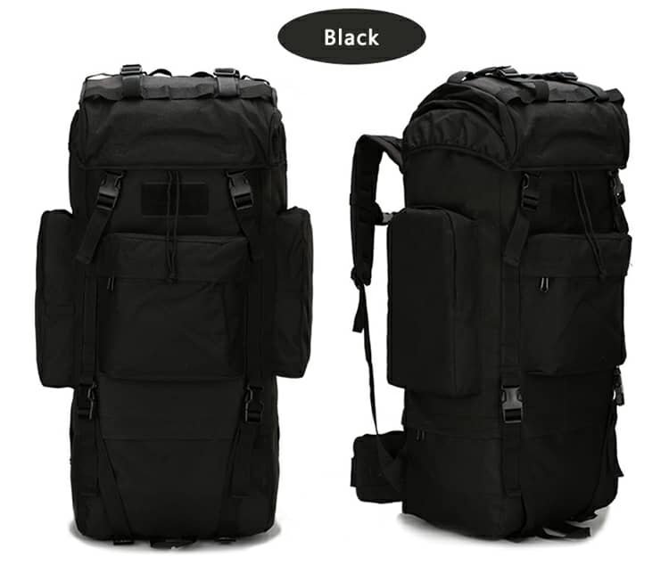 Sac à dos Randonnée professionnel en toile de Camouflage étanche à double épaule 90 L - Noir - الصورة 3