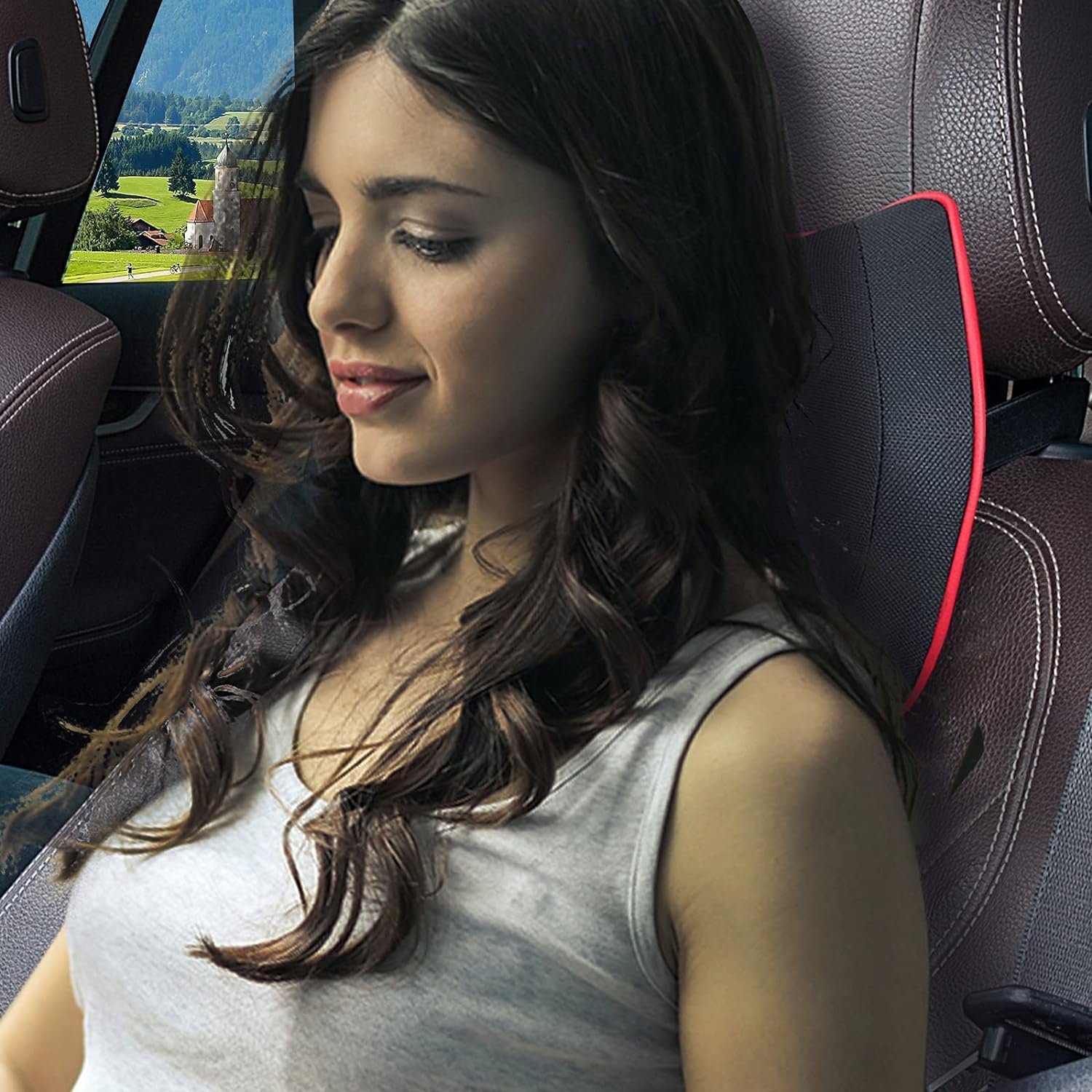 ⁦Oreiller cervical d'appui-tête de voiture en mousse à mémoire de forme - وسادة عنق في السيارة⁩ - الصورة ⁦2⁩