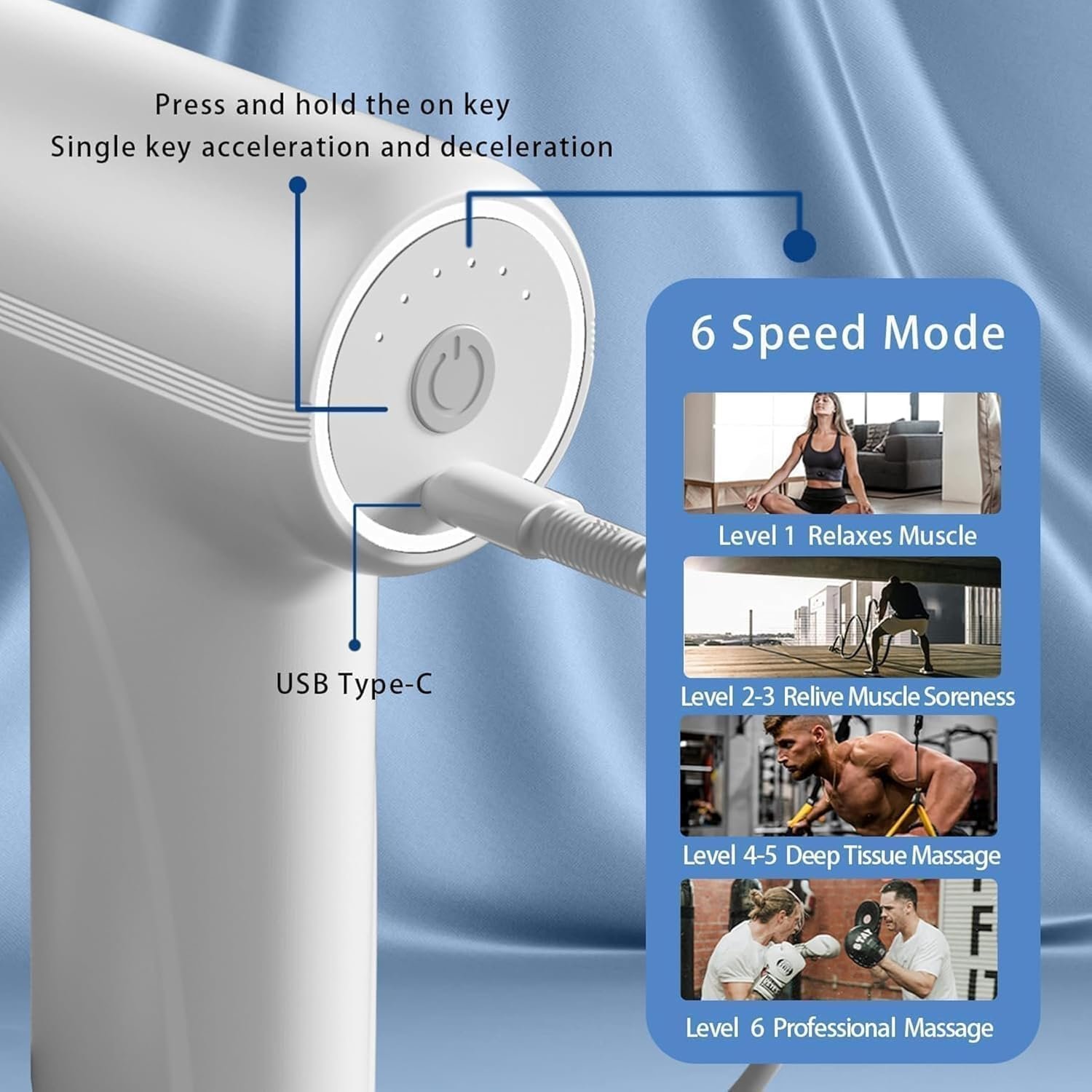 ⁦Pistolet de massage pour soulager la douleur 6 vitesses 5 têtes LM-810T - جهاز تدليك بعدة رِؤوس⁩ - الصورة ⁦7⁩