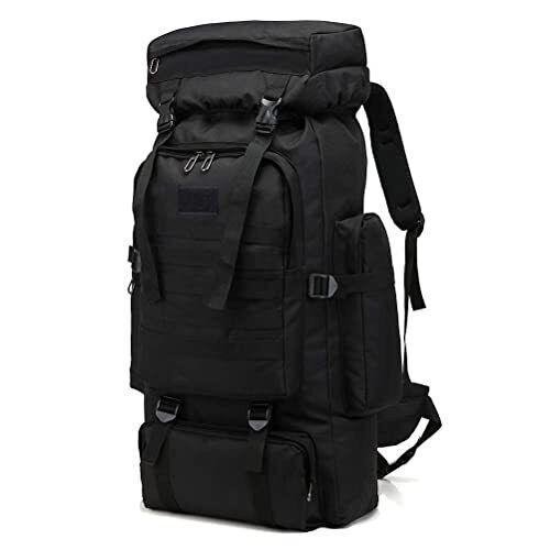 Sac à dos Randonnée professionnel en toile de Camouflage étanche à double épaule 90 L - Noir - الصورة 2