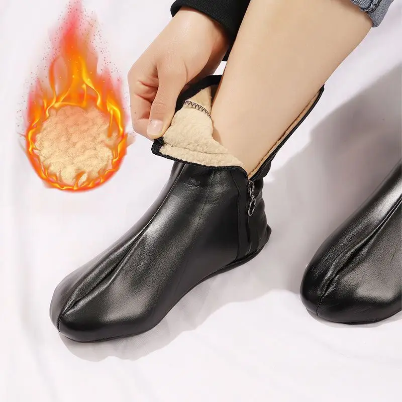 Paire de Chaussettes Chaudes d’hiver unisexes en cuir zippées