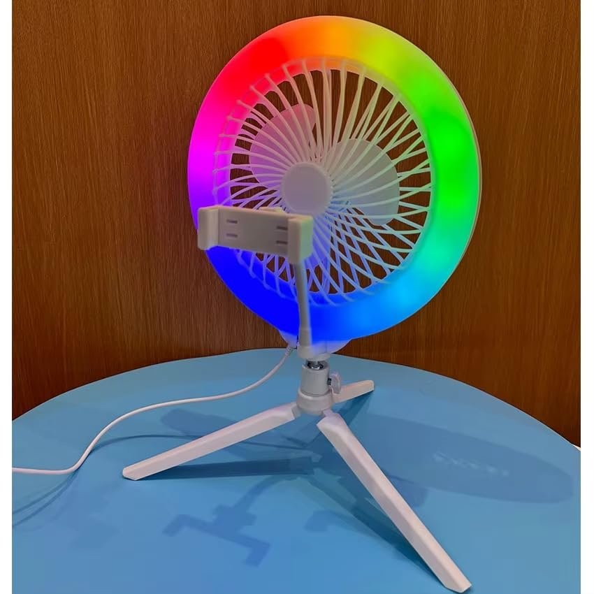 Anneau Lumineux LED RGB et Ventilateur avec Support Flexible - مصباح حلقة للتصوير الاحترافي مع مروحة - الصورة 4