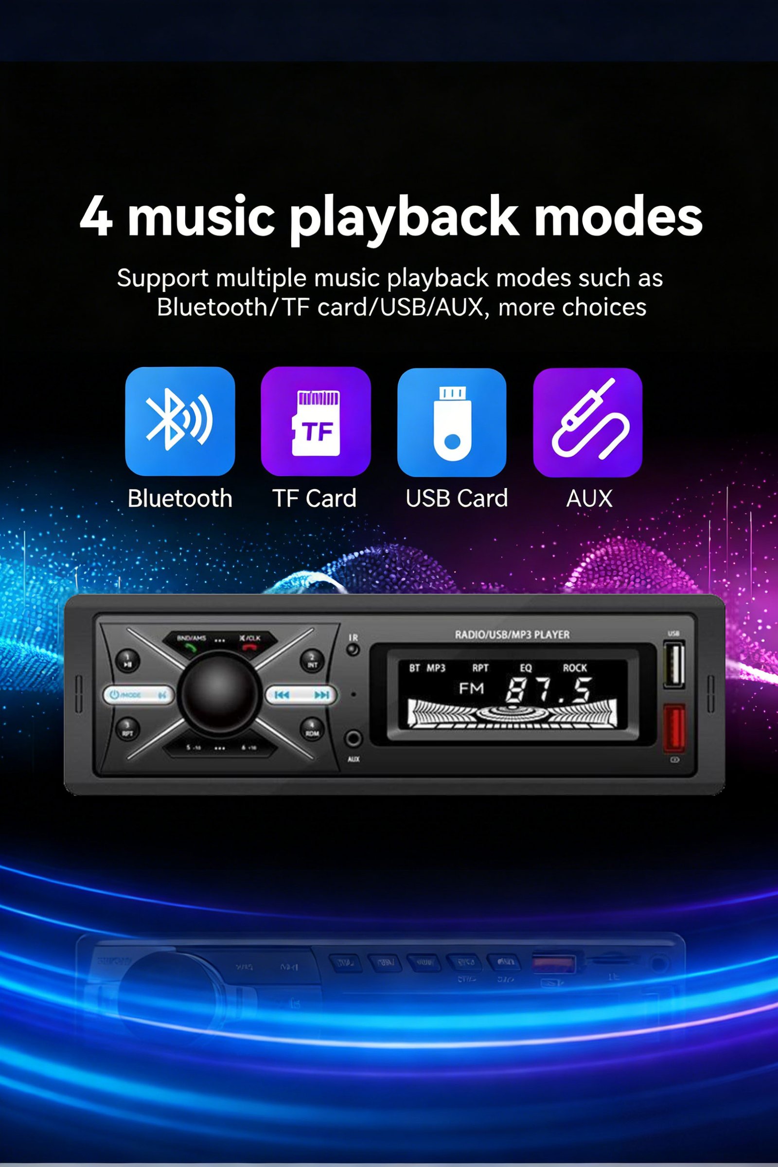 ⁦Autoradio MP3 Multimedia Player 1 DIN Bluetooth - جهاز راديو ومشغل وسائط السيارات مزود ببلوتوث⁩ - الصورة ⁦10⁩
