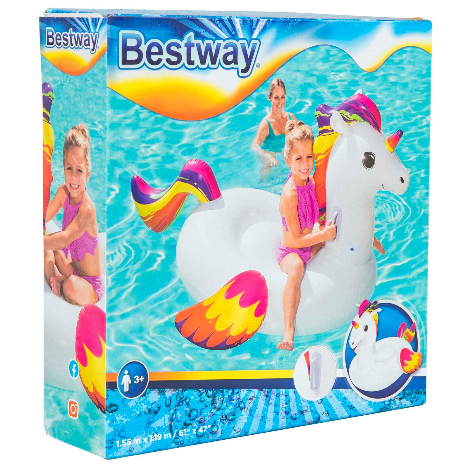 Bouée Gonflable Motif Licorne Pour Enfants 150 x 117 cm Bestway 41114 - الصورة 7