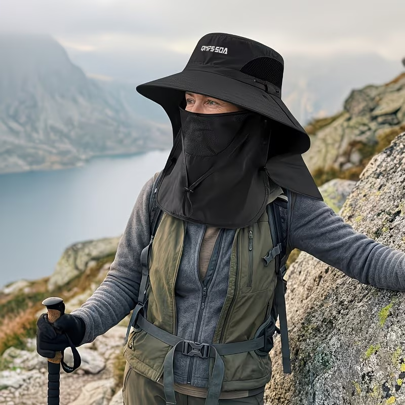 Chapeau de protection solaire printemps-été avec couvrant le visage - قبعة للحماية من الشمس بتصميم شال تغطي الوجه - الصورة 12