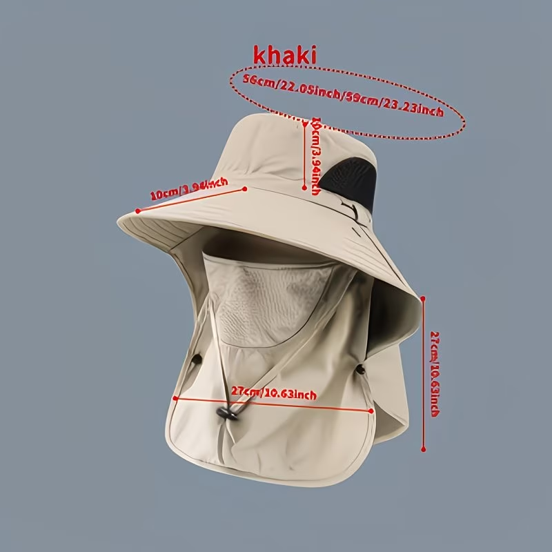 Chapeau de protection solaire printemps-été avec couvrant le visage - قبعة للحماية من الشمس بتصميم شال تغطي الوجه - الصورة 13