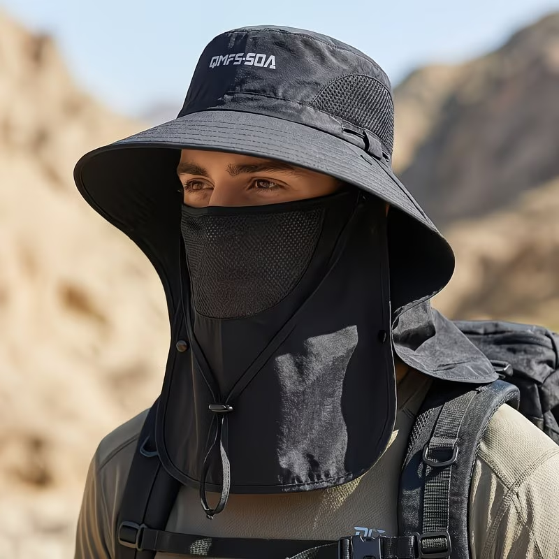 Chapeau de protection solaire printemps-été avec couvrant le visage - قبعة للحماية من الشمس بتصميم شال تغطي الوجه - الصورة 14