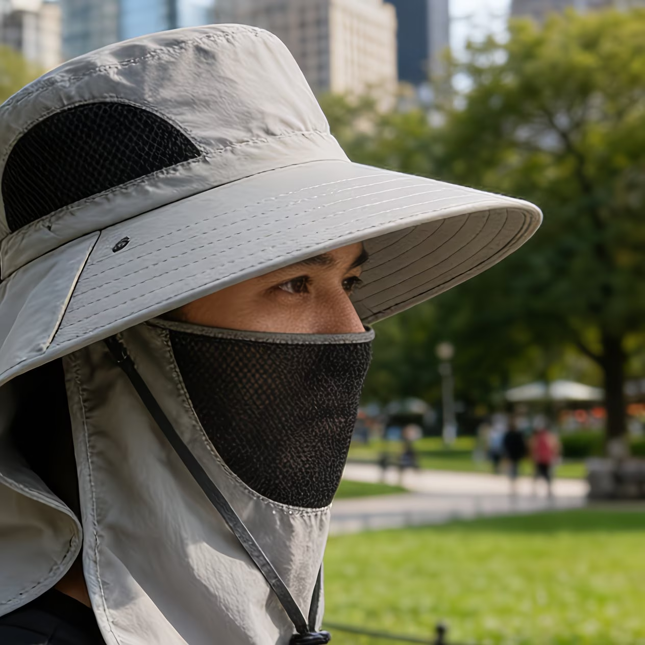 Chapeau de protection solaire printemps-été avec couvrant le visage - قبعة للحماية من الشمس بتصميم شال تغطي الوجه - الصورة 2