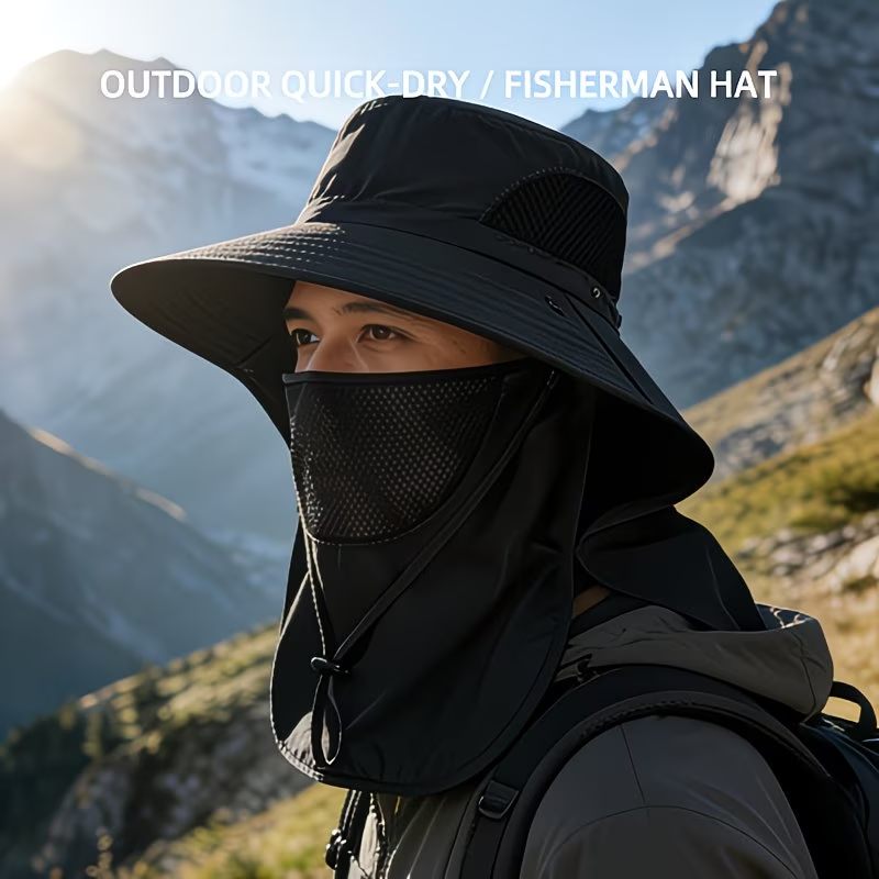 Chapeau de protection solaire printemps-été avec couvrant le visage - قبعة للحماية من الشمس بتصميم شال تغطي الوجه - الصورة 7