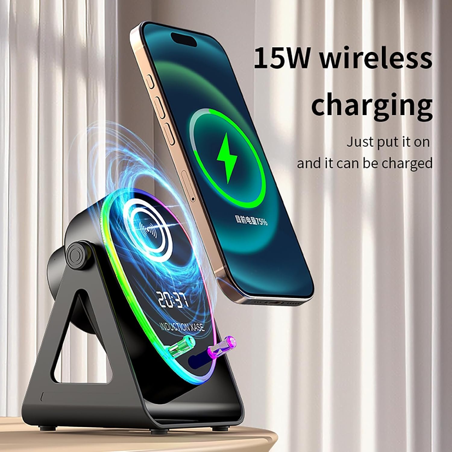 ⁦Haut-parleur Intelligent 5 en 1 à Induction et Support RGB - مكبر الصوت الذكي 5 في 1 وشاحن لاسلكي⁩ - الصورة ⁦2⁩