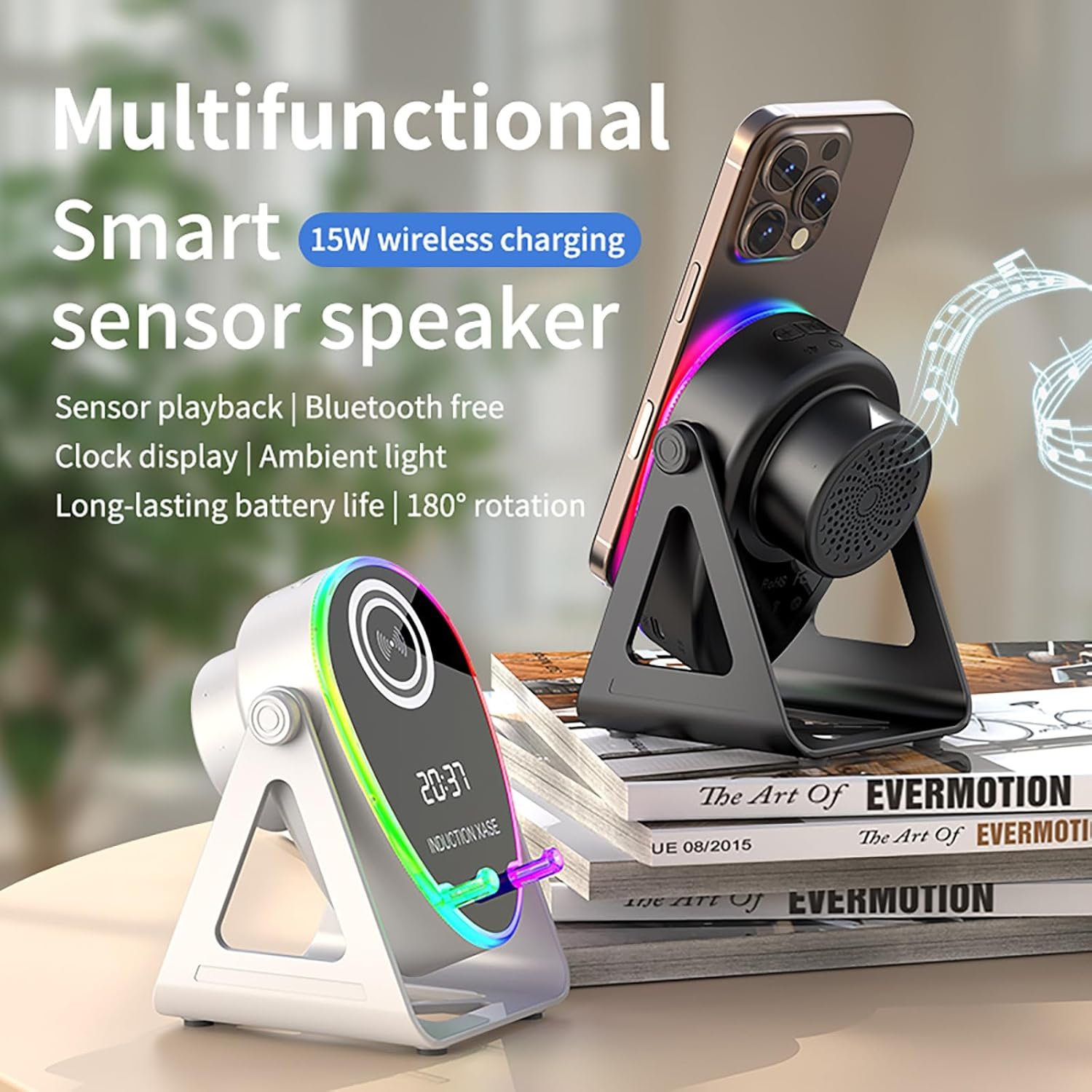 ⁦Haut-parleur Intelligent 5 en 1 à Induction et Support RGB - مكبر الصوت الذكي 5 في 1 وشاحن لاسلكي⁩ - الصورة ⁦3⁩