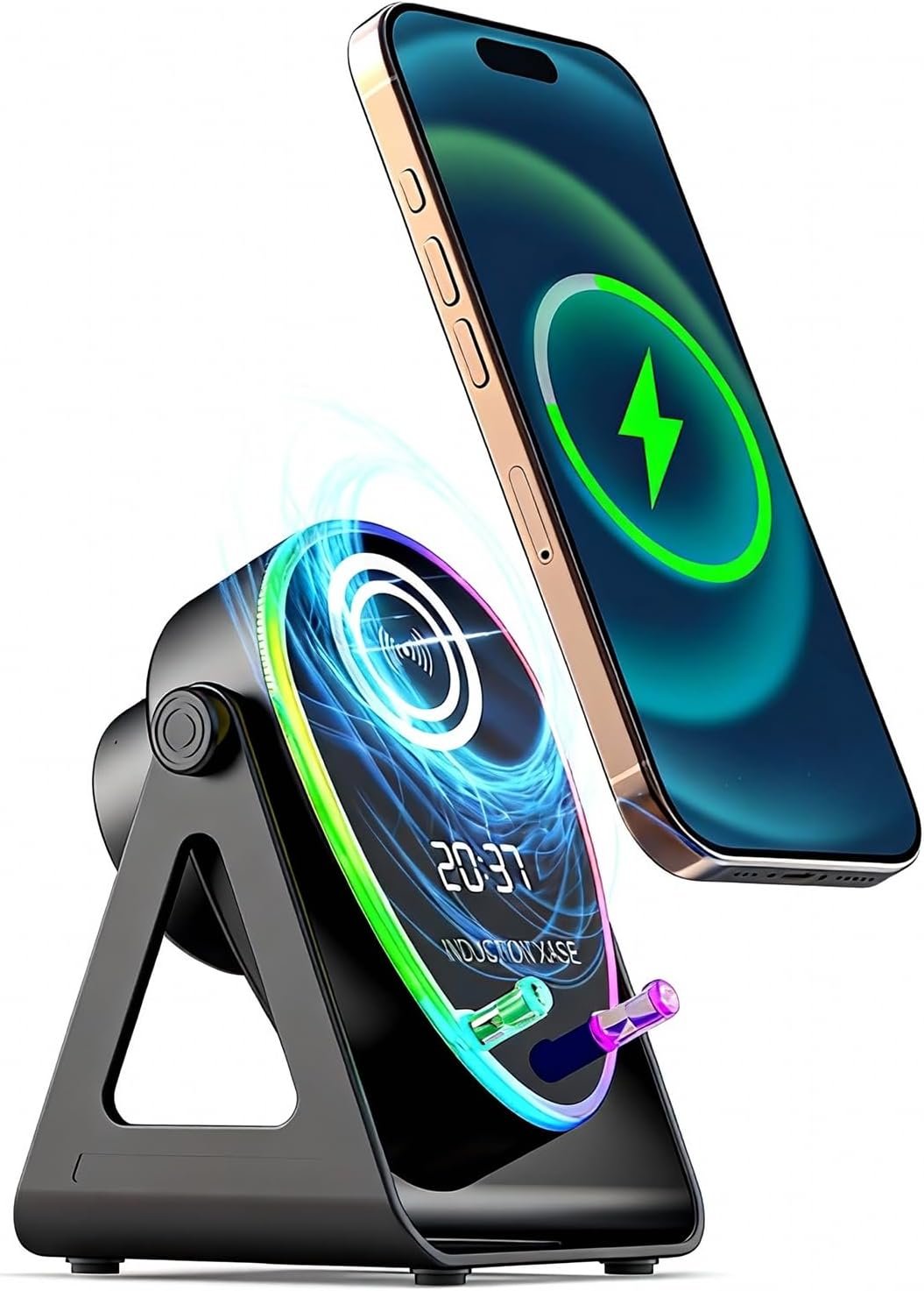 ⁦Haut-parleur Intelligent 5 en 1 à Induction et Support RGB - مكبر الصوت الذكي 5 في 1 وشاحن لاسلكي⁩ - الصورة ⁦4⁩