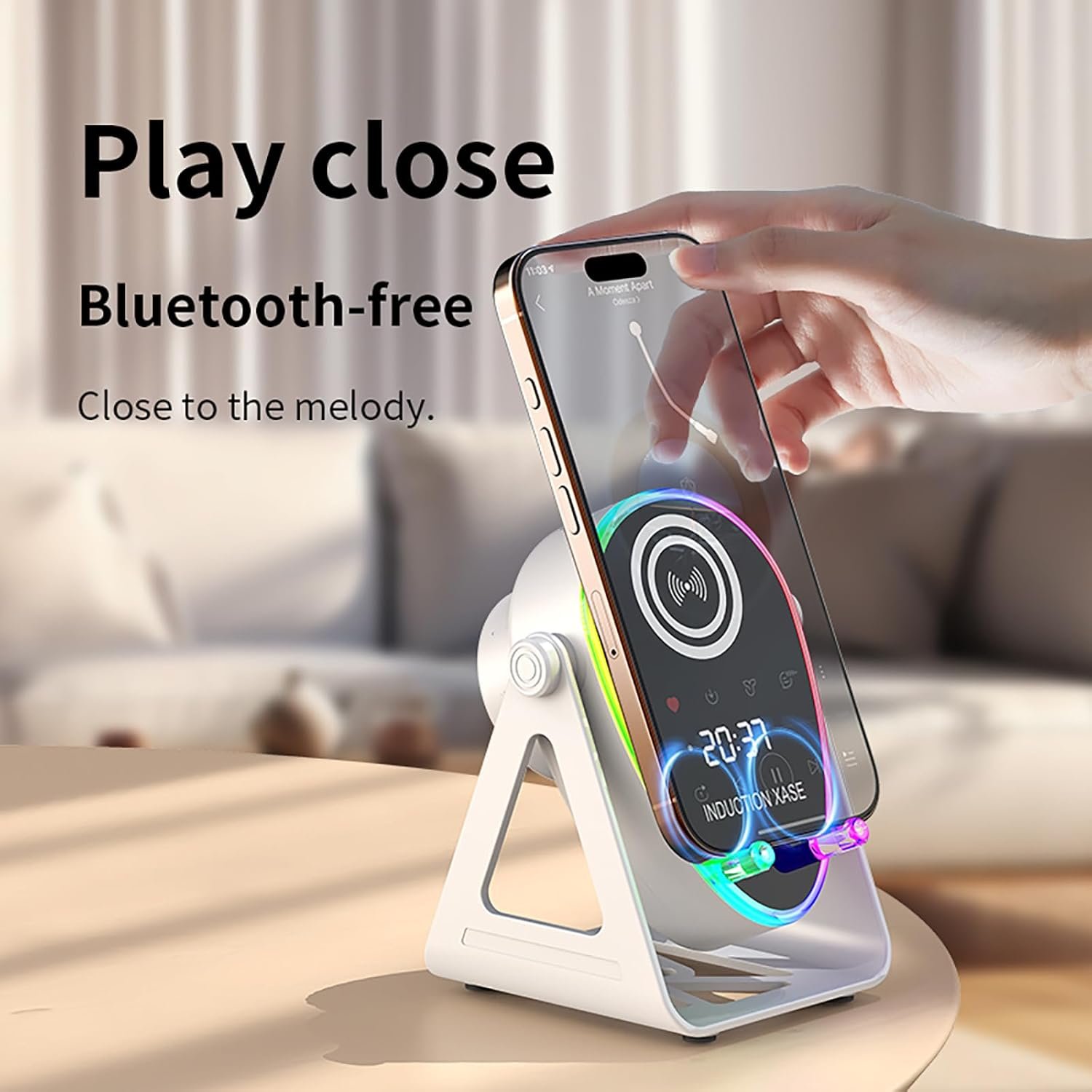 ⁦Haut-parleur Intelligent 5 en 1 à Induction et Support RGB - مكبر الصوت الذكي 5 في 1 وشاحن لاسلكي⁩ - الصورة ⁦5⁩