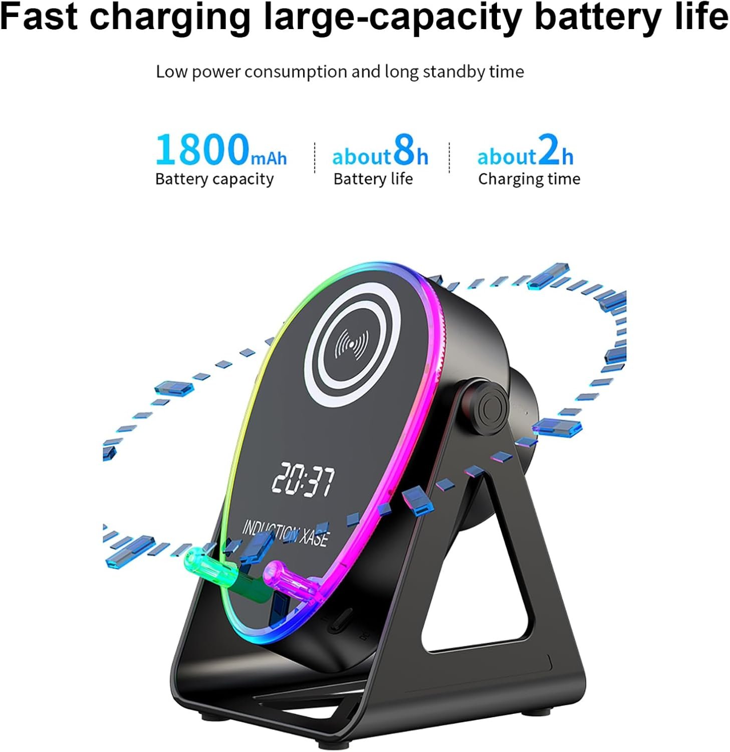 ⁦Haut-parleur Intelligent 5 en 1 à Induction et Support RGB - مكبر الصوت الذكي 5 في 1 وشاحن لاسلكي⁩ - الصورة ⁦6⁩