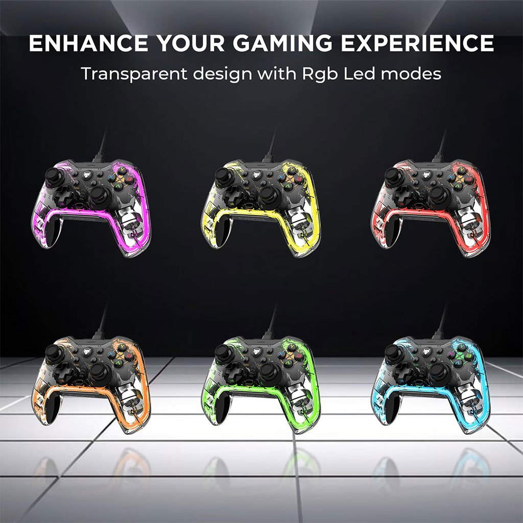 ⁦Manette de Jeu Filaire avec Éclairage Néon RGB PG-003 - يد تحكم بأضواء ملونة⁩ - الصورة ⁦6⁩