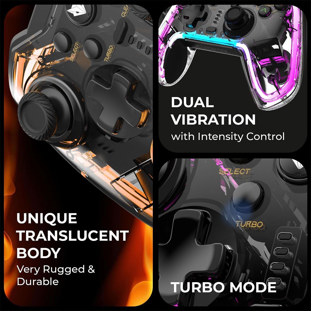 ⁦Manette de Jeu Filaire avec Éclairage Néon RGB PG-003 - يد تحكم بأضواء ملونة⁩ - الصورة ⁦7⁩