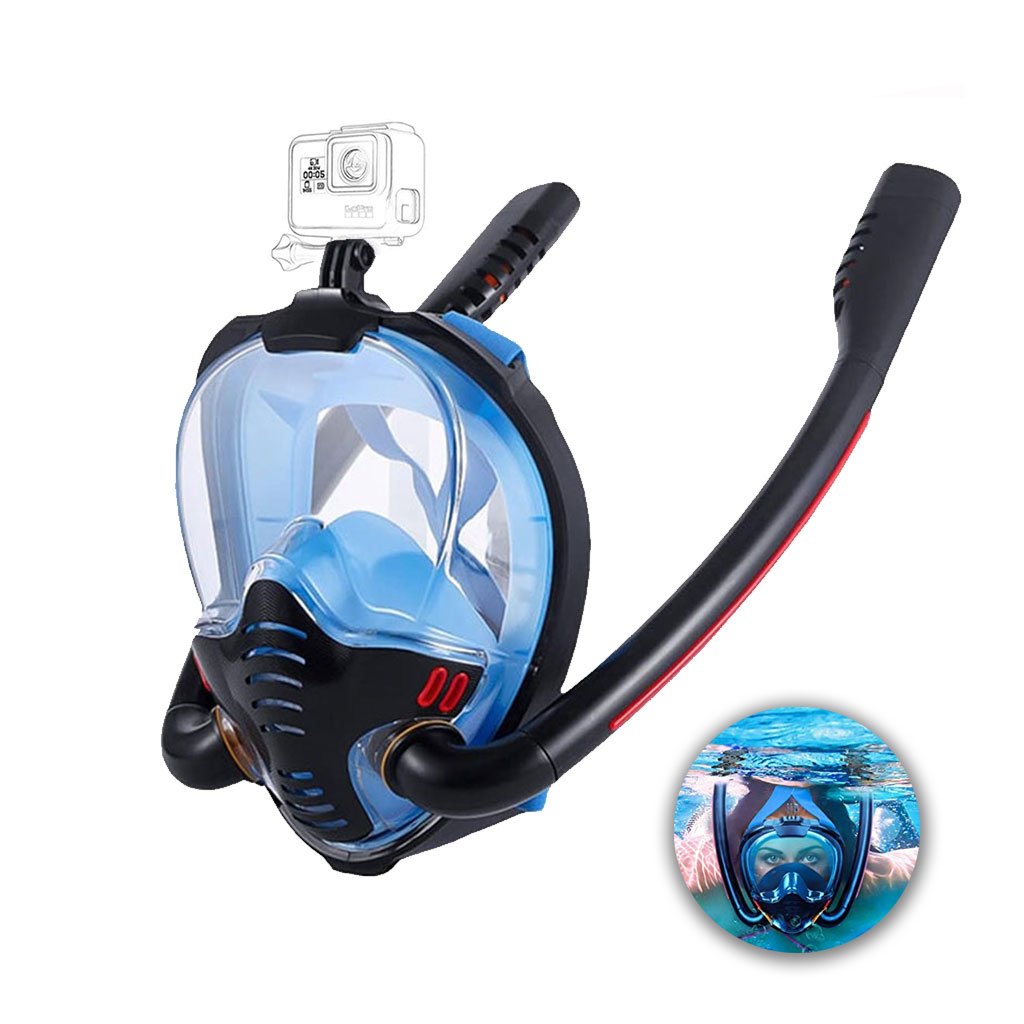 Masque de Plongée à Double Tube avec Support GoPro V2- قناع غوض إحترافي مع حامل كاميرة