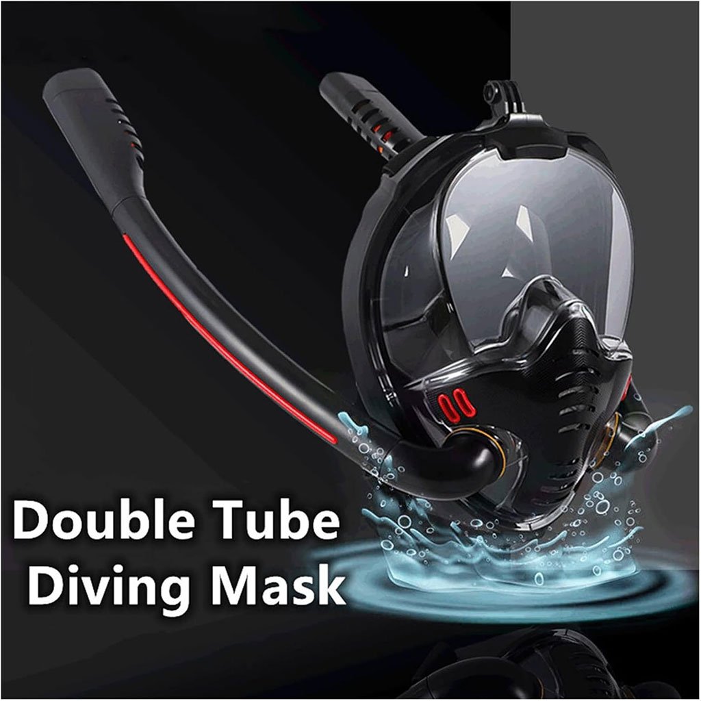 ⁦Masque de Plongée à Double Tube avec Support GoPro V2- قناع غوض إحترافي مع حامل كاميرة⁩ - الصورة ⁦2⁩