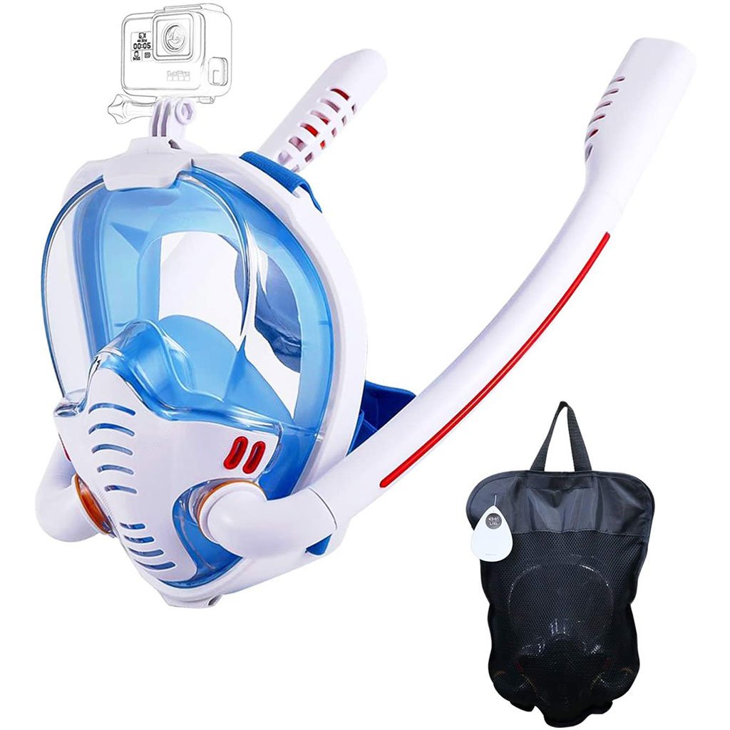 ⁦Masque de Plongée à Double Tube avec Support GoPro V2- قناع غوض إحترافي مع حامل كاميرة⁩ - الصورة ⁦3⁩