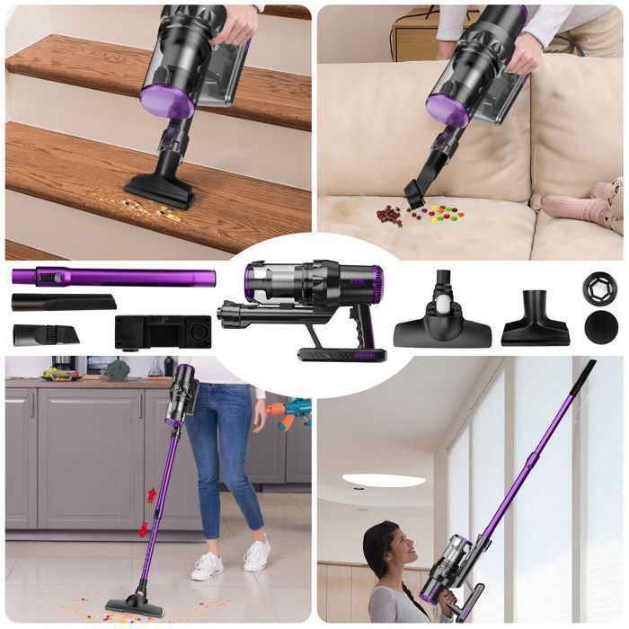Multismart Aspirateur Balai Filaire Sans Sac 500W 5 en 1 avec Aspirateur à Main - 18KPa - مكنسة كهربائية يدوية - الصورة 3