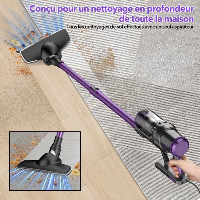 Multismart Aspirateur Balai Filaire Sans Sac 500W 5 en 1 avec Aspirateur à Main - 18KPa - مكنسة كهربائية يدوية - الصورة 6