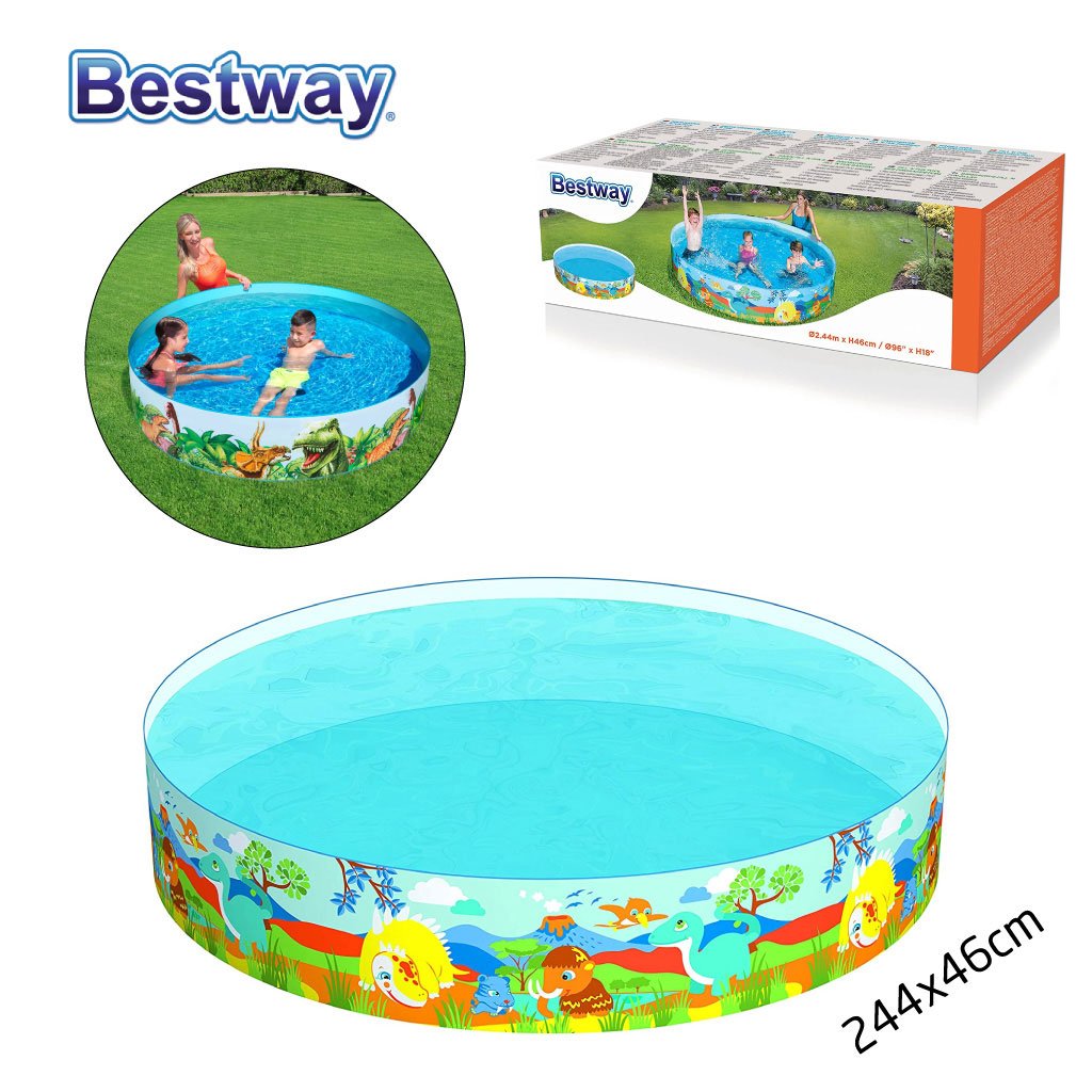 Piscine Dinosaure Ronde en Vinyle et PVC 244x46cm