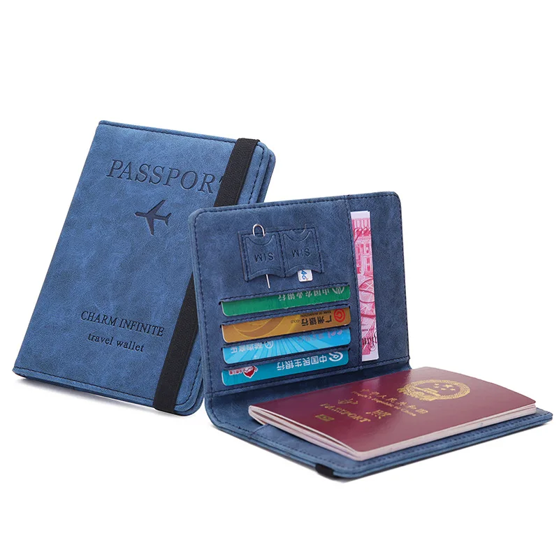 ⁦Porte-passeport en cuir à bande élastique - حافظة جواز سفر جلدية مزودة بشريط مطاطي⁩ - الصورة ⁦3⁩