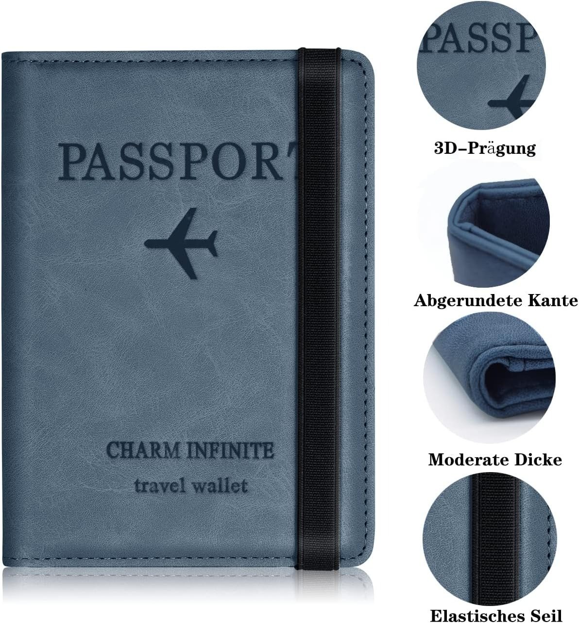 ⁦Porte-passeport en cuir à bande élastique - حافظة جواز سفر جلدية مزودة بشريط مطاطي⁩ - الصورة ⁦6⁩