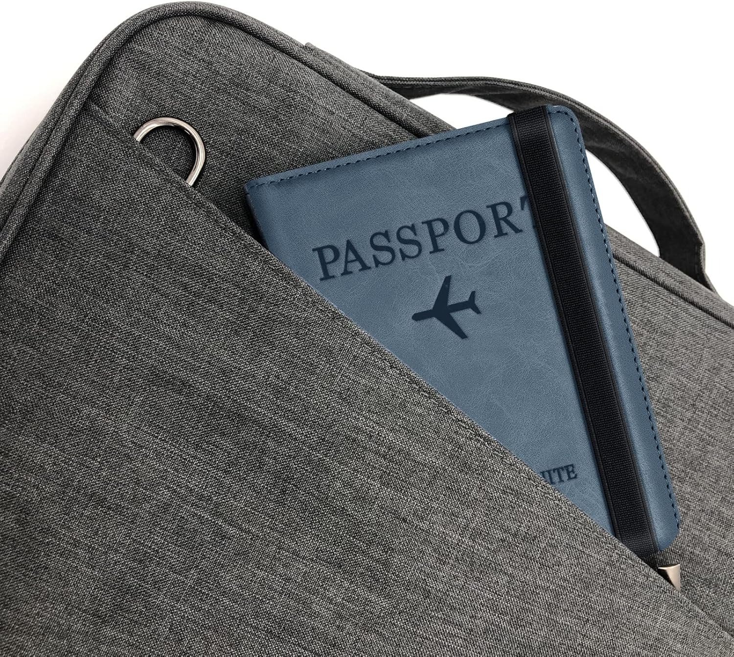 ⁦Porte-passeport en cuir à bande élastique - حافظة جواز سفر جلدية مزودة بشريط مطاطي⁩ - الصورة ⁦7⁩