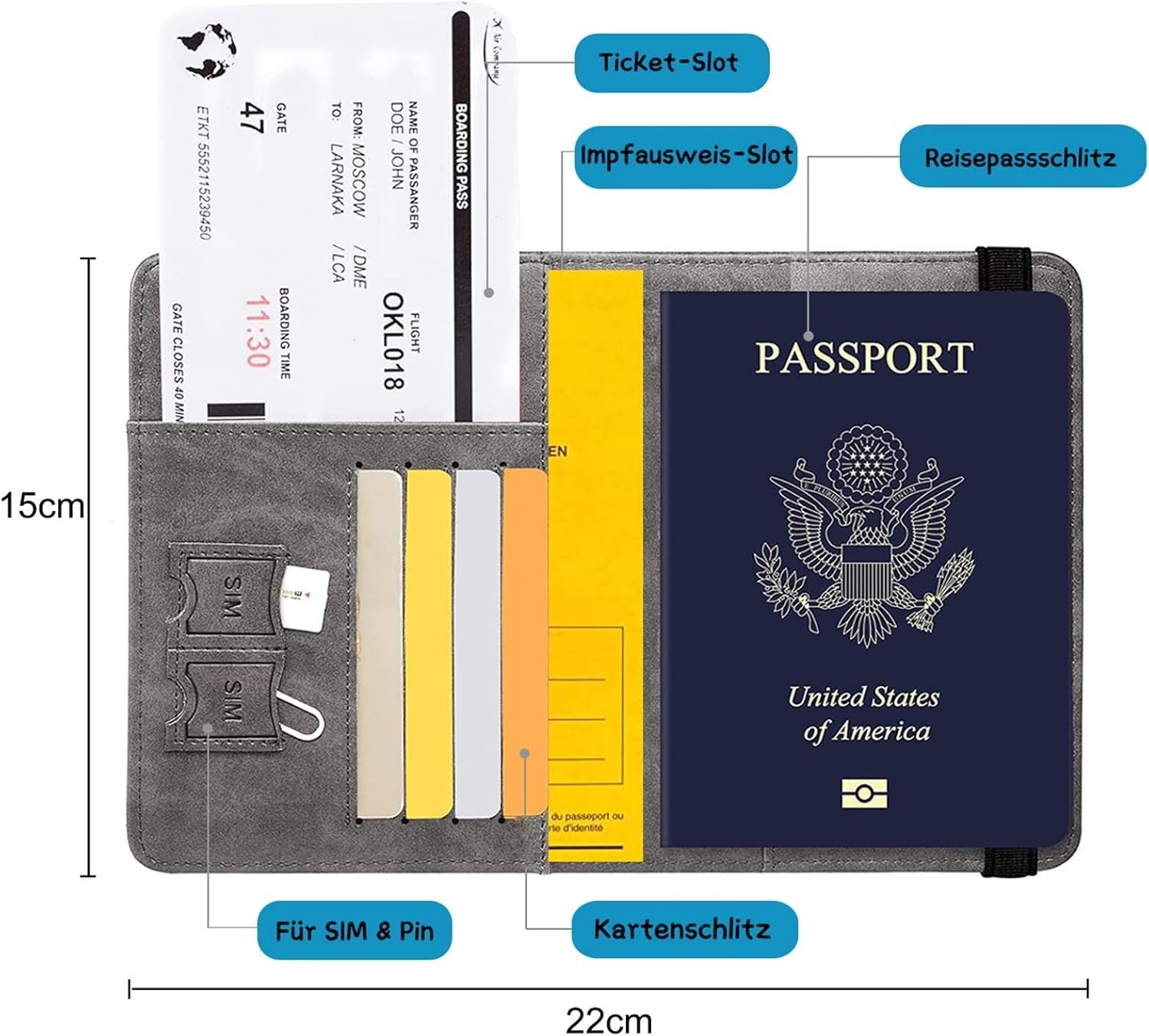 ⁦Porte-passeport en cuir à bande élastique - حافظة جواز سفر جلدية مزودة بشريط مطاطي⁩ - الصورة ⁦8⁩