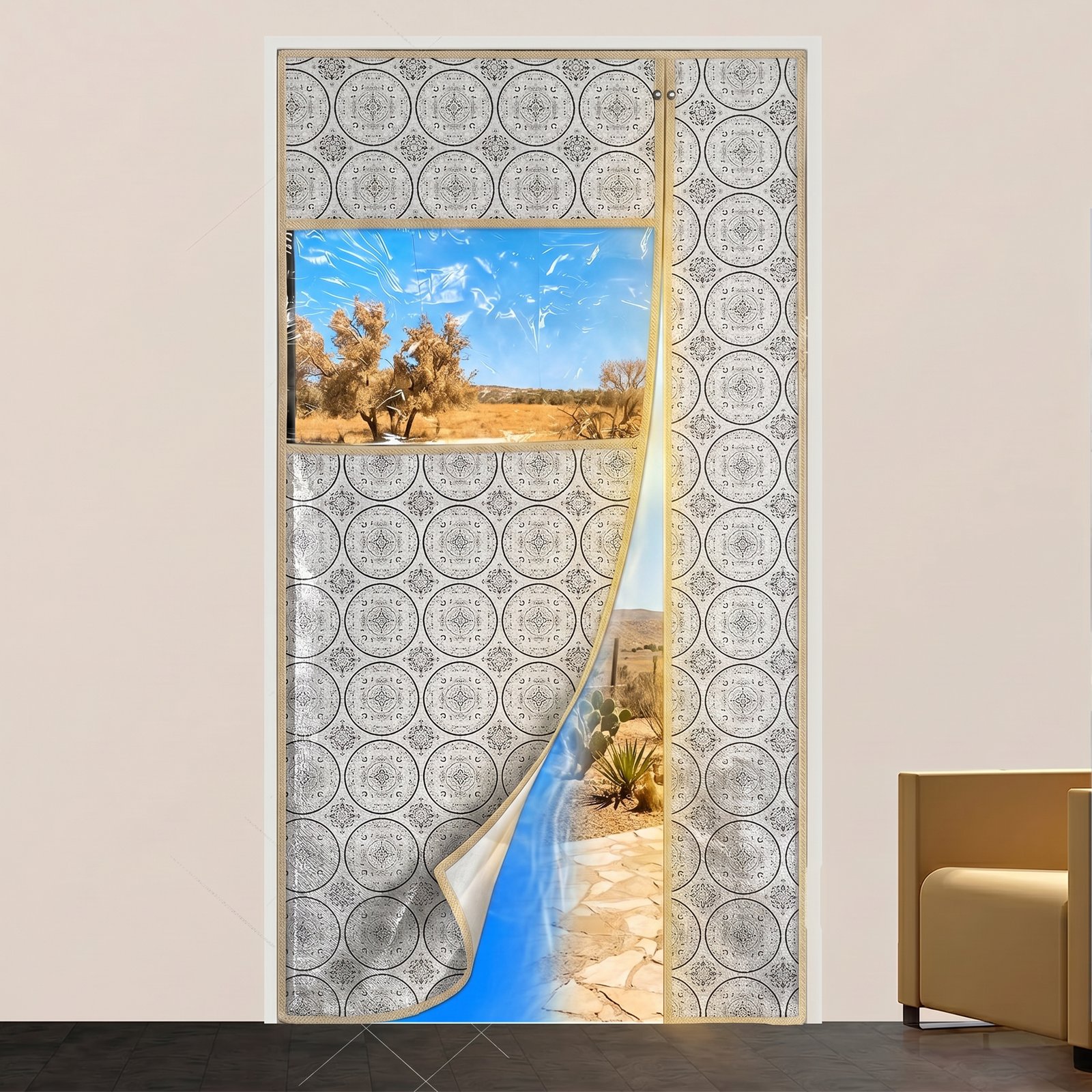 ⁦Rideau de Porte Thermique Isolant avec Fenêtre PVC - ستارة الباب الحرارية ذات النافذة الشفافة⁩ - الصورة ⁦4⁩