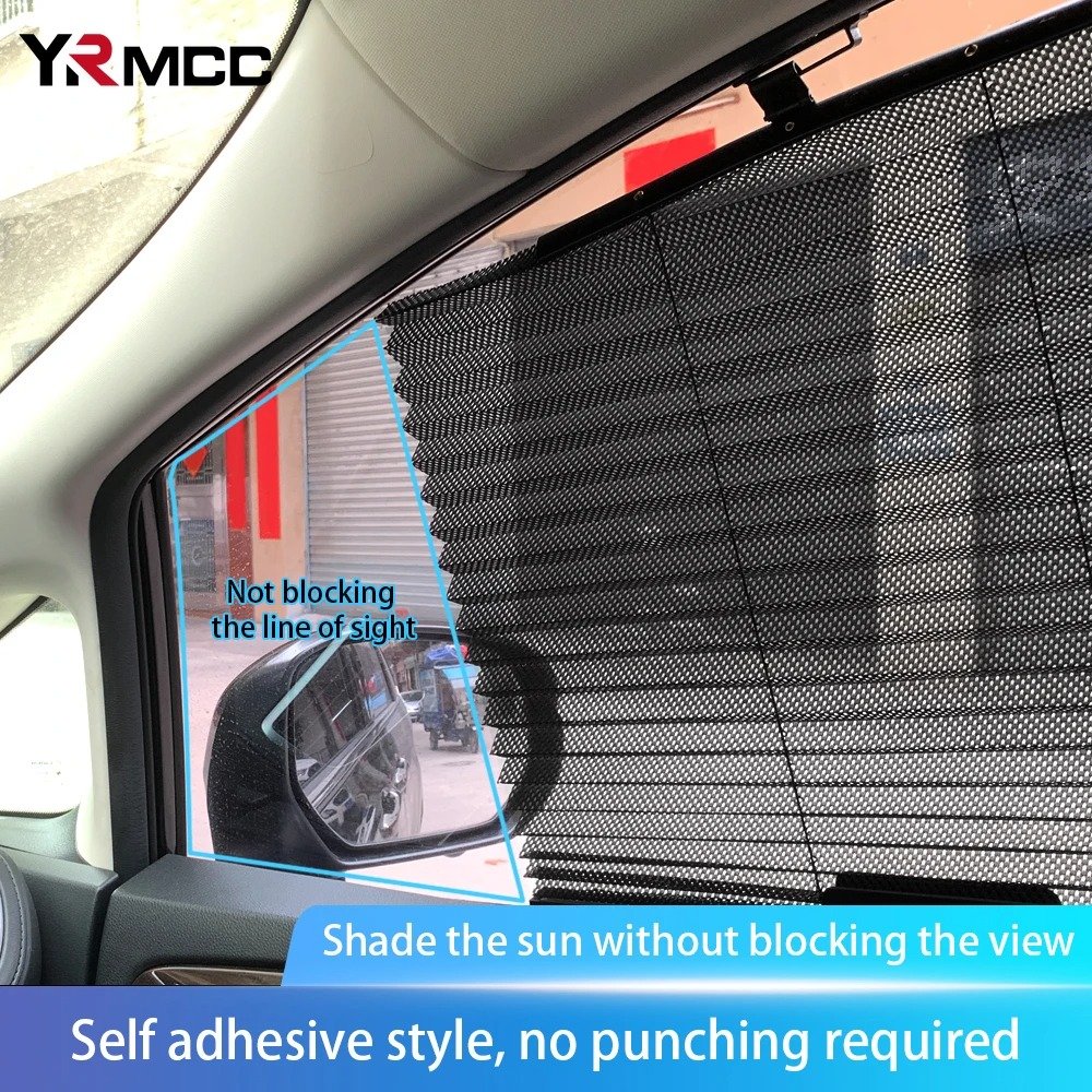 Rideau pare-soleil rétractable pour vitres de voiture 4Pcs – واقي الشمس في السيارة - الصورة 3