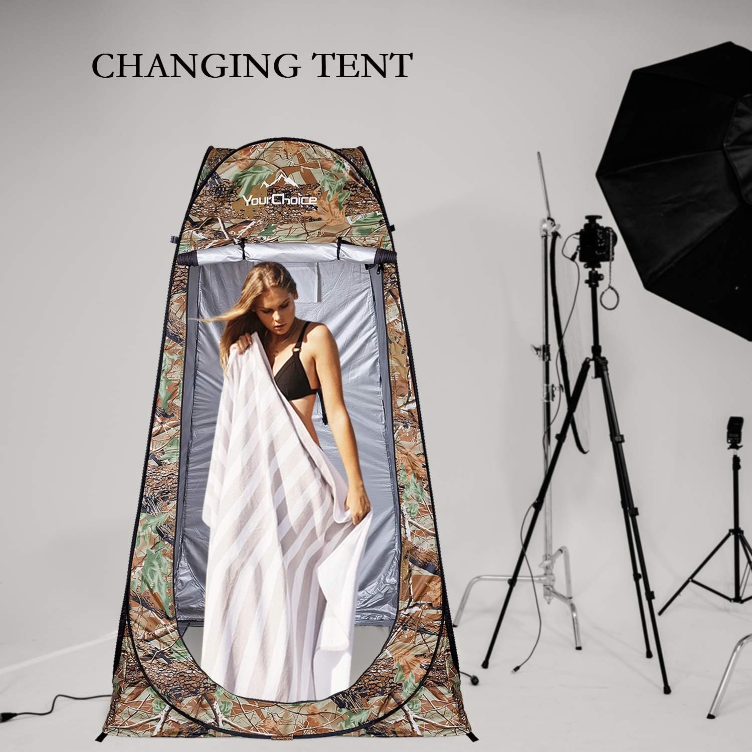 Tente de change pliable protection UPF 50+ et imperméable, 120 x 120 x 190 cm, camouflage - خيمة تغيير الملابس قابلة للطي - الصورة 15