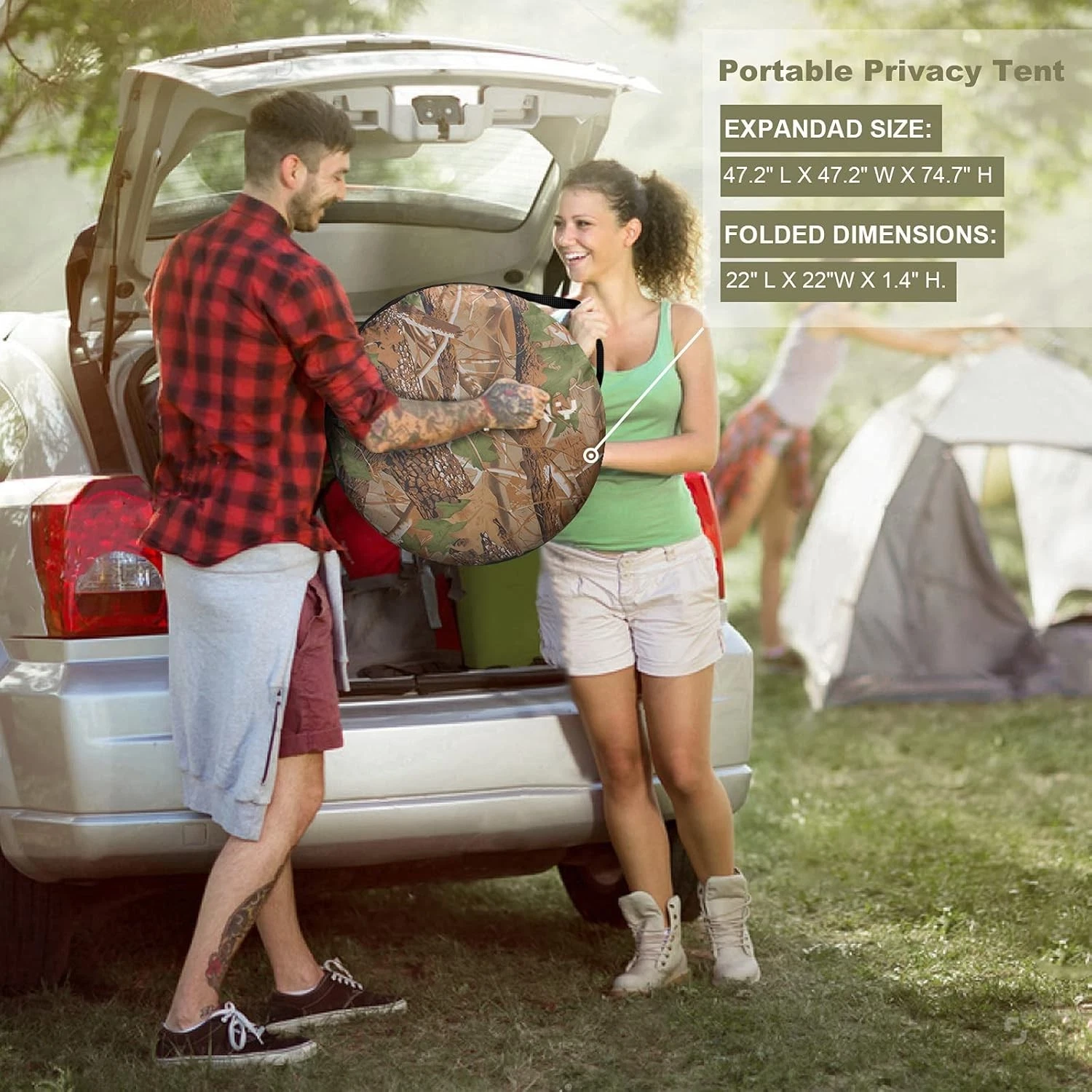 Tente de change pliable protection UPF 50+ et imperméable, 120 x 120 x 190 cm, camouflage - خيمة تغيير الملابس قابلة للطي - الصورة 7