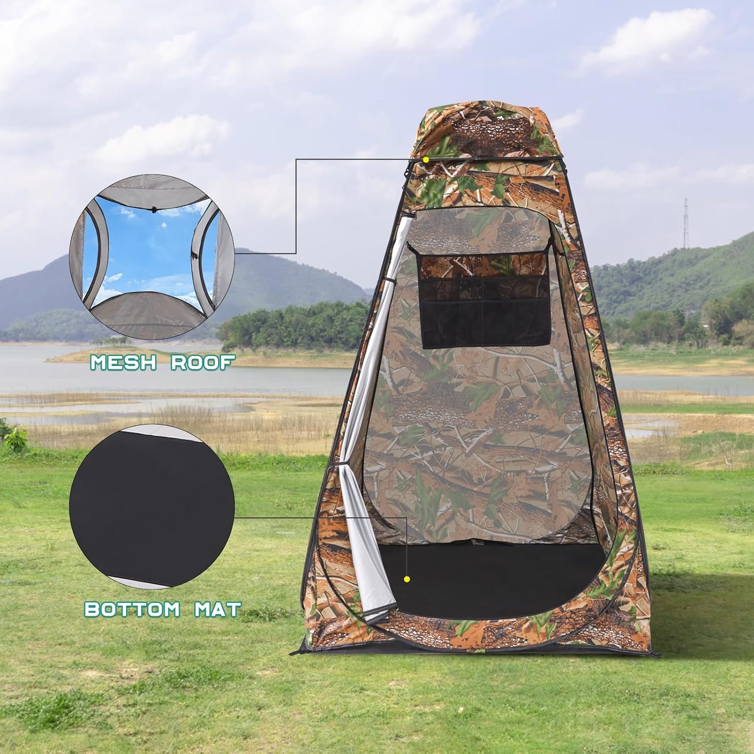 Tente de change pliable protection UPF 50+ et imperméable, 120 x 120 x 190 cm, camouflage - خيمة تغيير الملابس قابلة للطي - الصورة 8