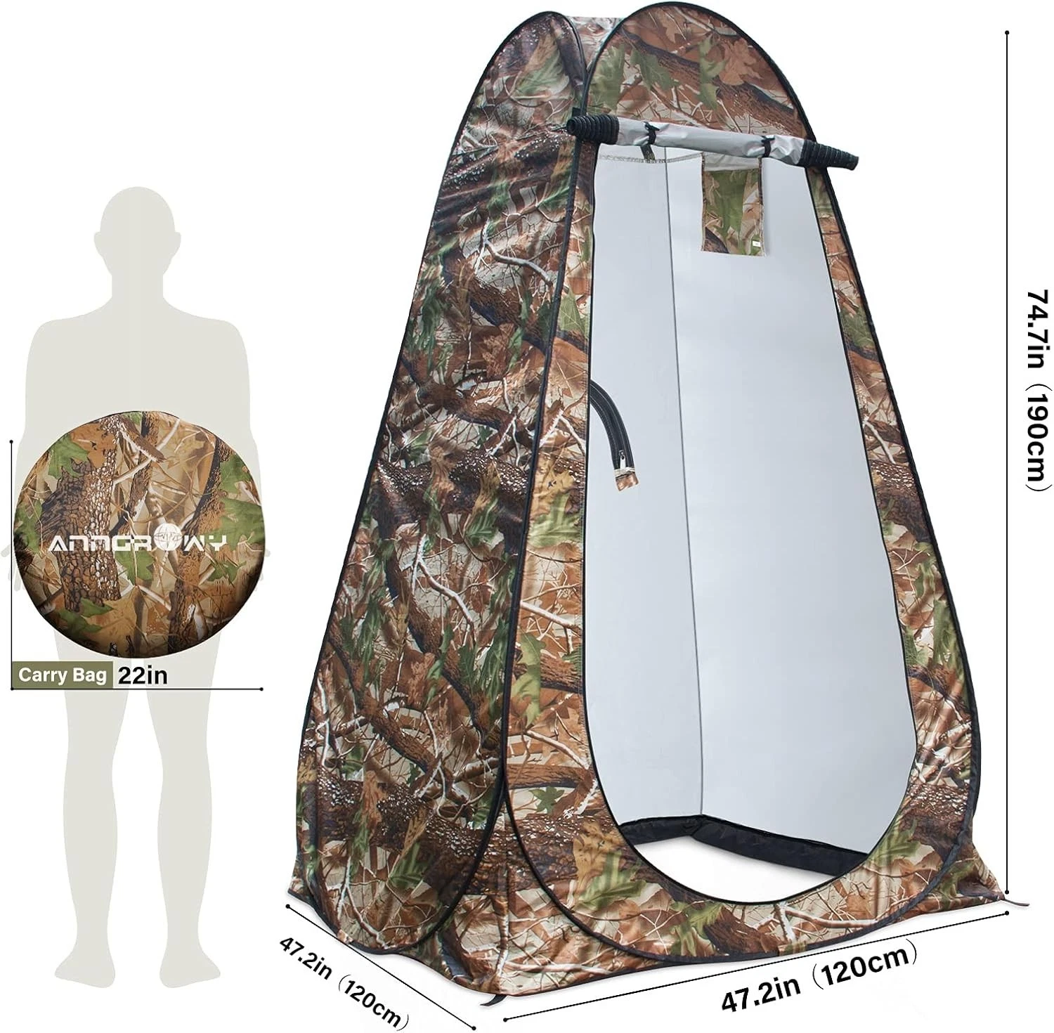Tente de change pliable protection UPF 50+ et imperméable, 120 x 120 x 190 cm, camouflage - خيمة تغيير الملابس قابلة للطي - الصورة 9