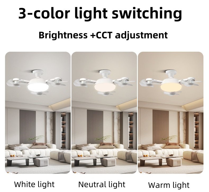 Ventilateur de Plafond LED Style Drone avec Télécommande - مصباح ومروحة السقف الذكية بتصميم درون - الصورة 7