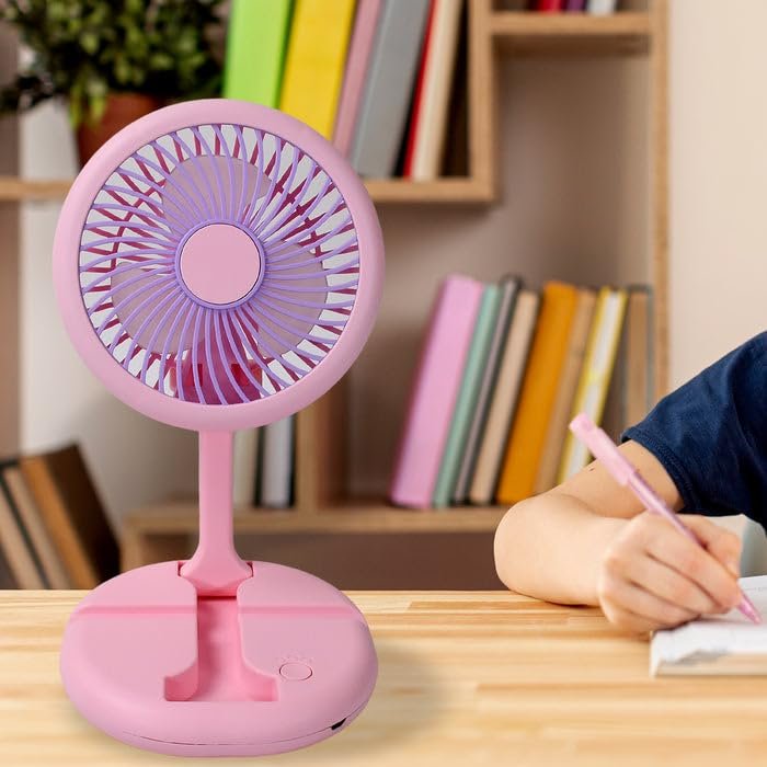 Ventilateur Pliable Rechargeable avec Support Téléphone - مروحة مكتب ويد قابلة للطي مع حامل هاتف - الصورة 2