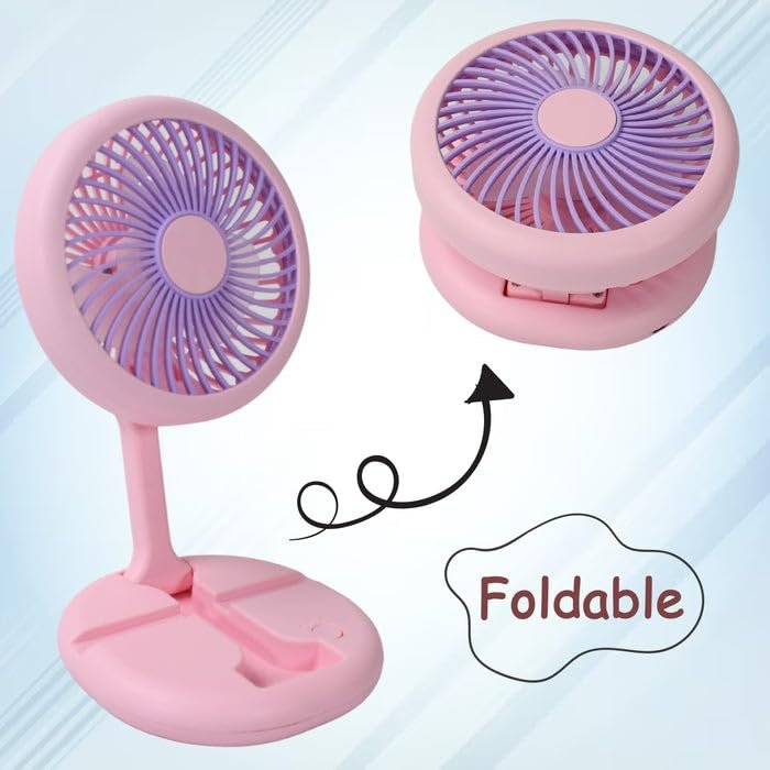Ventilateur Pliable Rechargeable avec Support Téléphone - مروحة مكتب ويد قابلة للطي مع حامل هاتف - الصورة 4