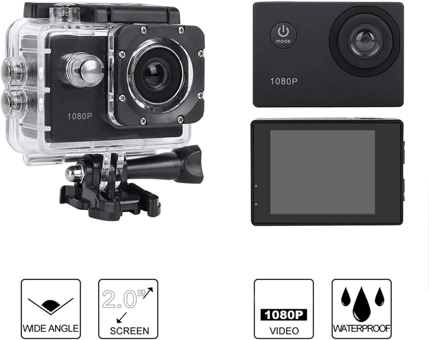 ⁦Caméra d'Action Sport Ultra HD 1080P Écran LCD Boîtier Étanche 30M Objectif Grand Angle 140° - كاميرا الحركة والرياضات الخارجية مقاومة للماء⁩ - الصورة ⁦8⁩