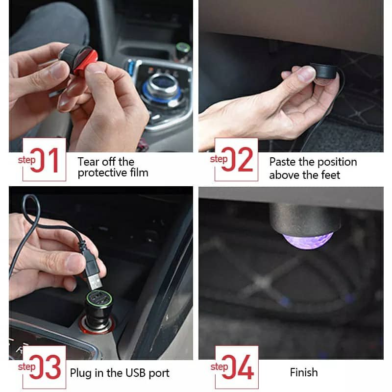 Car atmosphere Lumière RGB 4en1 USB 12V - الصورة 3
