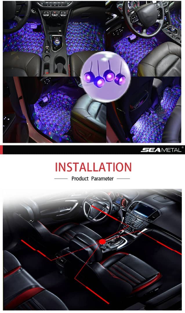 Car atmosphere Lumière RGB 4en1 USB 12V - الصورة 4