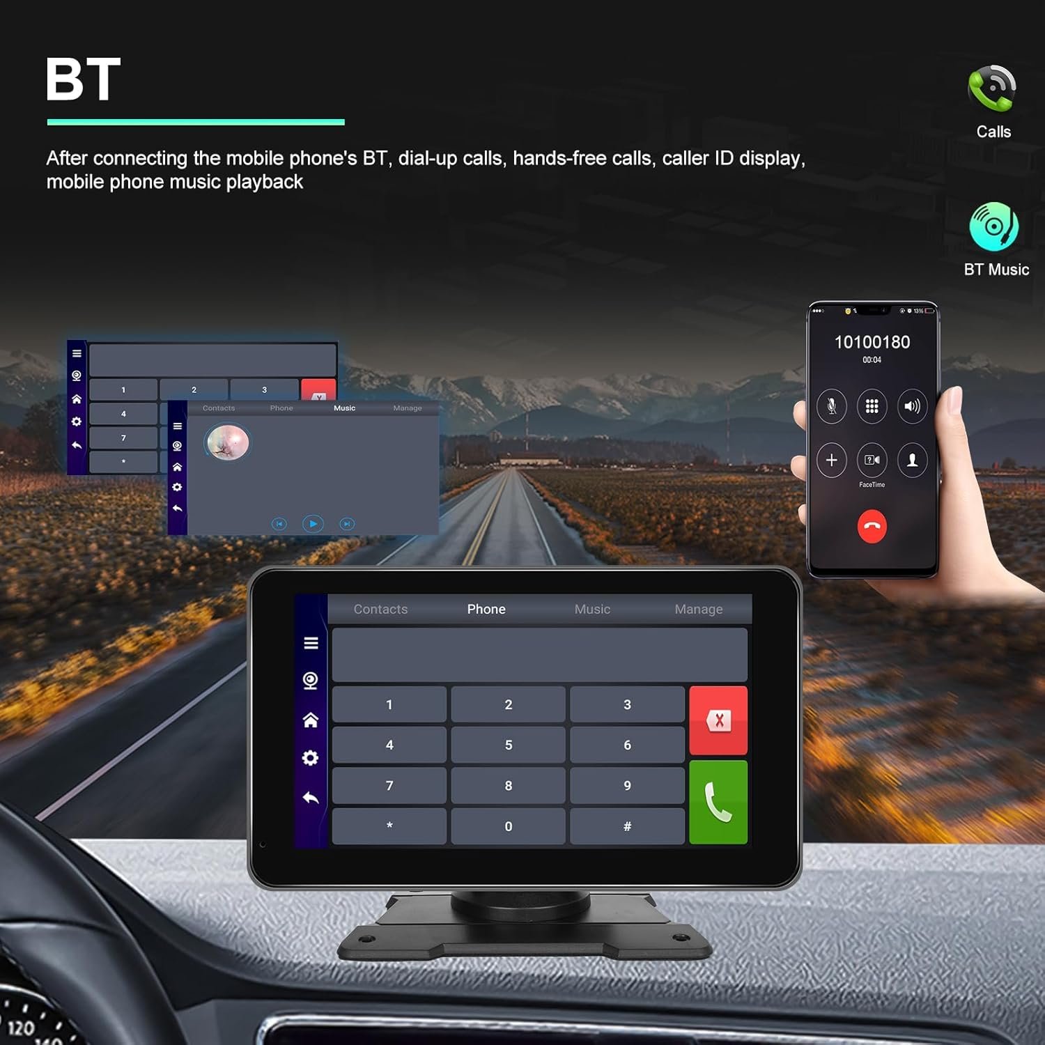 Écran Autoradio Portable 7P Tactile - CarPlay et Android Auto - شاشة السيارة الذكية المحمولة 7 بوصة تدعم كربلاي وأندرويد أوتو - الصورة 2